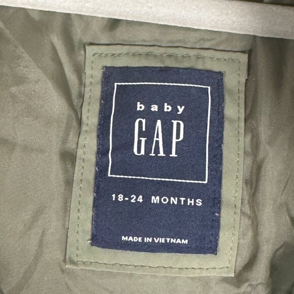 Gap Military Green Boys Faux Fur Hooded Jacket 18-24 months - Picture 6 of 7